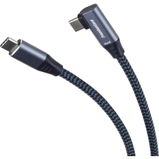 PremiumCord KU31CU1 USB-C apa - USB-C 90° apa Adat és töltő kábel - Fekete/Szürke (1m) kábel és adapter
