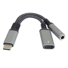 PremiumCord KU31ZVUK04 USB-C apa - USB-C/3.5mm Jack anya Adapter kábel és adapter