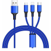PremiumCord USB Lightning + Micro USB + USB Type C Átalakító Kék 1.2m ku31pow01 (ku31pow01)