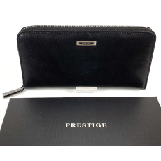 Prestige fekete bőr, női nagy körzippes pénztárca PR77006