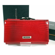 Prestige piros, két oldalas krokkó lakk bőr női pénztárca-keretes PRL55020