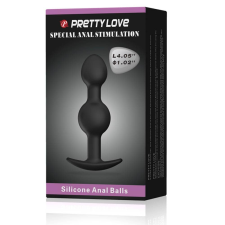 Pretty Love Heavy Balls Silicone Butt Plug - szilikon, vízálló anál dildó - 8,4 cm (fekete) anál