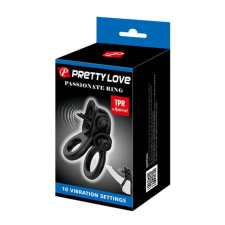Pretty Love Passionate Ring - csiklóizgatós, vízálló, vibrációs péniszgyűrű heregyűrűvel - 8,8 cm (fekete) péniszgyűrű
