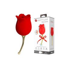 Pretty Love Rose Lover - akkus, nyelves 2in1 csiklóvibrátor (piros) vibrátorok