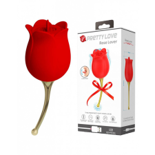 Pretty Love Rose Lover - akkus, nyelves csiklóvibrátor (piros) vibrátorok