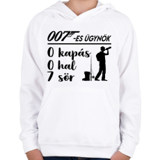 PRINTFASHION 007 ügynök horgász - Gyerek kapucnis pulóver - Fehér