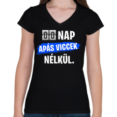 PRINTFASHION 0 nap apás viccek nélkül - Női V-nyakú póló - Fekete