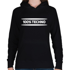 PRINTFASHION 100% techno - Női kapucnis pulóver - Fekete