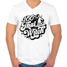 PRINTFASHION 100% that WITCH - Férfi V-nyakú póló - Fehér férfi póló