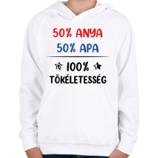 PRINTFASHION 100% tökéletesség - Gyerek kapucnis pulóver - Fehér