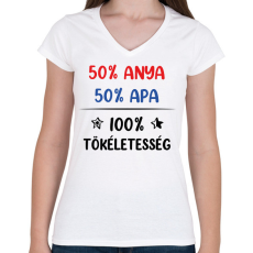 PRINTFASHION 100% tökéletesség - Női V-nyakú póló - Fehér