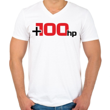 PRINTFASHION +100Hp - Férfi V-nyakú póló - Fehér férfi póló