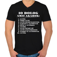 PRINTFASHION 10 dolog amit akarok - Férfi V-nyakú póló - Fekete