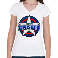 PRINTFASHION 10 KM FINISHER 2 - Női V-nyakú póló - Fehér női póló