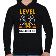 PRINTFASHION 14-es szint feloldva - Férfi kapucnis pulóver - Fekete férfi pulóver, kardigán