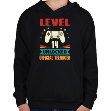 PRINTFASHION 14 éves gamer - Gyerek kapucnis pulóver - Fekete gyerek pulóver, kardigán