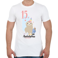PRINTFASHION 15. Alpakaliptikus születésnap - Alpaca póló 15. születésnapra - Férfi póló - Fehér