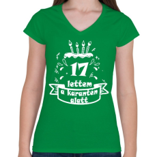PRINTFASHION 17 lettem - Női V-nyakú póló - Zöld