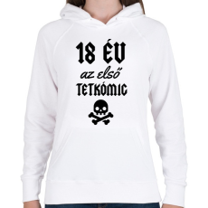 PRINTFASHION 18 év az első tetkómig - Női kapucnis pulóver - Fehér