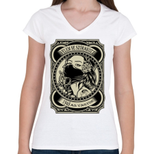 PRINTFASHION 1948 Velem ne szórakozz - Női V-nyakú póló - Fehér női póló