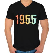 PRINTFASHION 1955 - Férfi V-nyakú póló - Fekete férfi póló