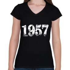 PRINTFASHION 1957 - Női V-nyakú póló - Fekete