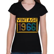 PRINTFASHION 1966 - Női V-nyakú póló - Fekete