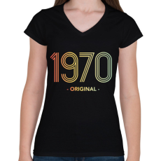 PRINTFASHION 1970 - Női V-nyakú póló - Fekete