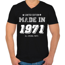 PRINTFASHION 1971 - Férfi V-nyakú póló - Fekete férfi póló