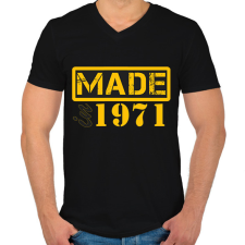 PRINTFASHION 1971 - Férfi V-nyakú póló - Fekete férfi póló