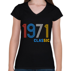 PRINTFASHION 1971 - Női V-nyakú póló - Fekete