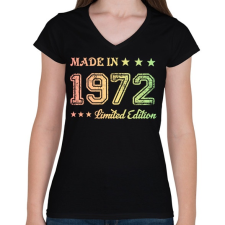 PRINTFASHION 1972 - Női V-nyakú póló - Fekete női póló