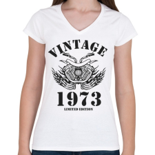 PRINTFASHION 1973 - Női V-nyakú póló - Fehér női póló