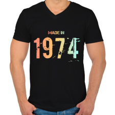 PRINTFASHION 1974 - Férfi V-nyakú póló - Fekete férfi póló