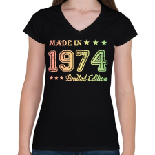 PRINTFASHION 1974 - Női V-nyakú póló - Fekete női póló