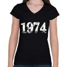 PRINTFASHION 1974 - Női V-nyakú póló - Fekete