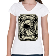 PRINTFASHION 1974 Velem ne szórakozz - Női V-nyakú póló - Fehér