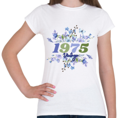 PRINTFASHION 1975 kék virág - Női póló - Fehér