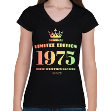 PRINTFASHION 1975 - Női V-nyakú póló - Fekete női póló