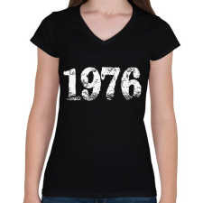 PRINTFASHION 1976 - Női V-nyakú póló - Fekete női póló