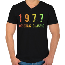 PRINTFASHION 1977 - Férfi V-nyakú póló - Fekete férfi póló