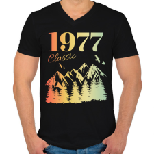 PRINTFASHION 1977 - Férfi V-nyakú póló - Fekete férfi póló