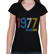 PRINTFASHION 1977 - Női V-nyakú póló - Fekete női póló