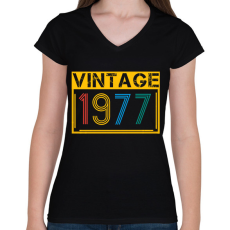 PRINTFASHION 1977 - Női V-nyakú póló - Fekete