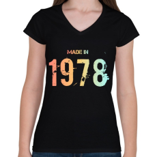 PRINTFASHION 1978 - Női V-nyakú póló - Fekete