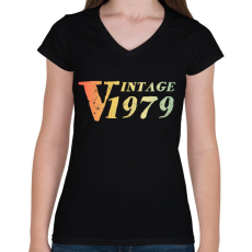 PRINTFASHION 1979 - Női V-nyakú póló - Fekete
