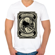 PRINTFASHION 1979 Velem ne szórakozz - Férfi V-nyakú póló - Fehér