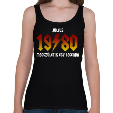 PRINTFASHION 1980 JÚLIUS - LEGENDA SZÜLETIK (ACDC STÍLUS) - Női atléta - Fekete női trikó