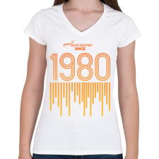PRINTFASHION 1980 - Női V-nyakú póló - Fehér női póló