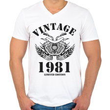 PRINTFASHION 1981 - Férfi V-nyakú póló - Fehér férfi póló